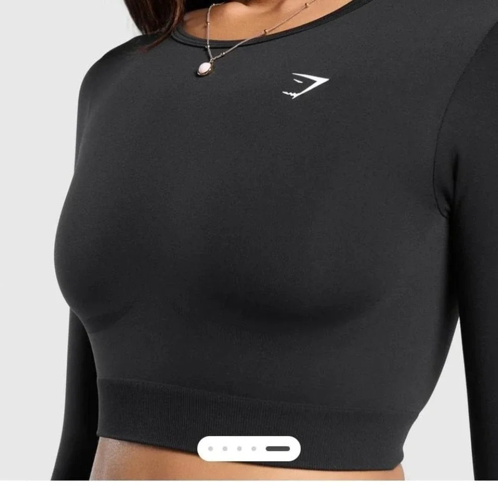 Gymshark Everyday Seamless Purple Long Sleeve Crop Top Women's Size Small Gym - Picture 2 of 7